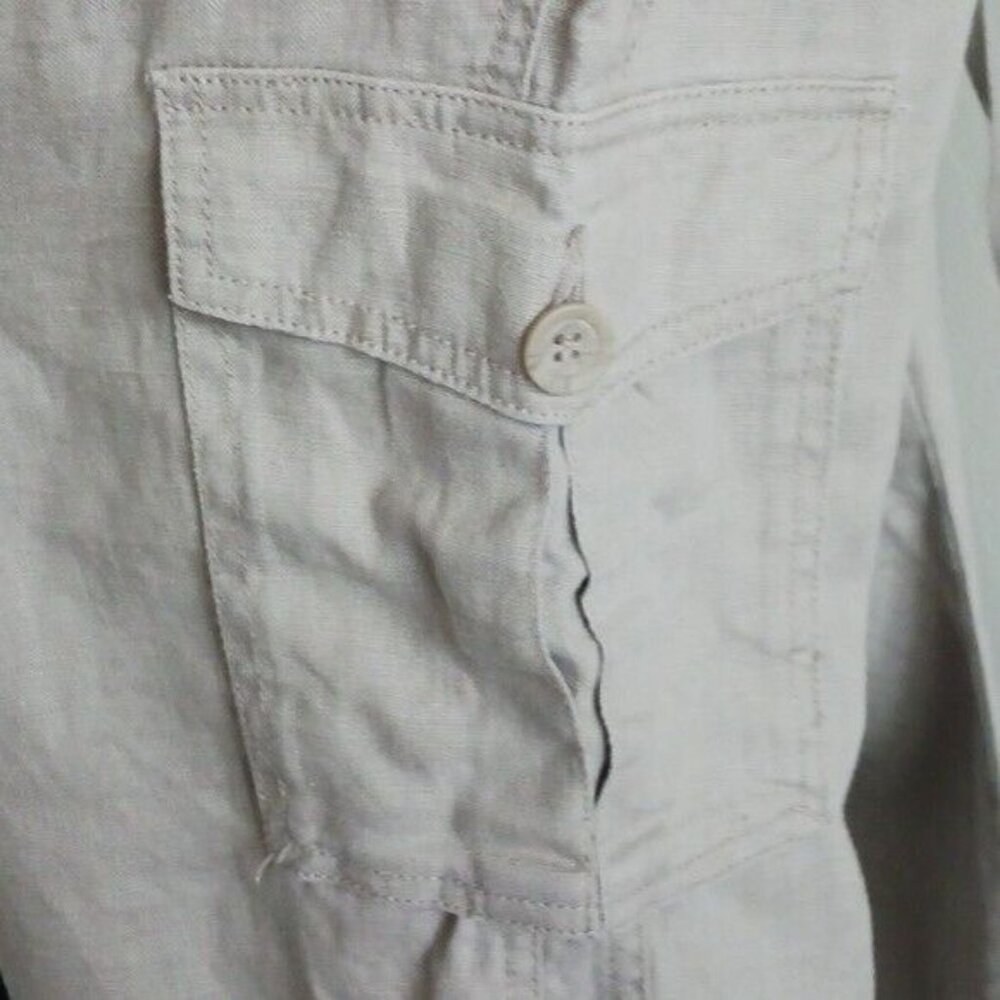 INC International Concept 100% Linen Grey Straight Leg Cargo Pants 12 - Picture 10 of 16